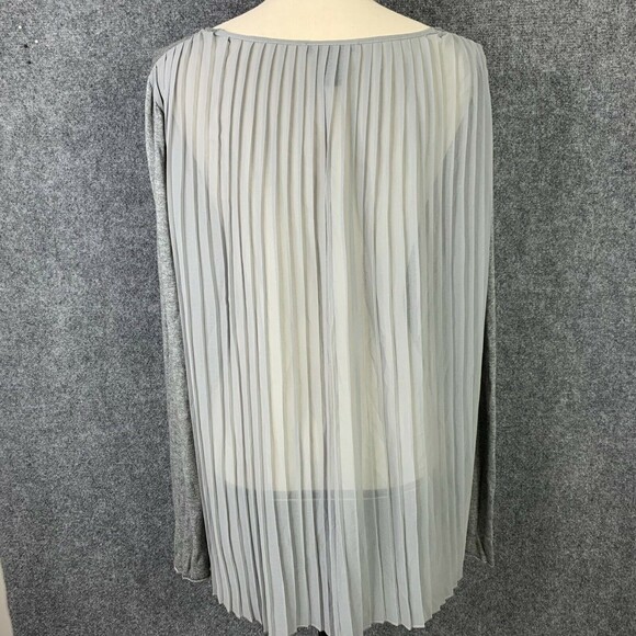 Chelsea & Theodore Knit Sweater Women XL Pleated Sheer Back Long Sleeve Gray - Picture 3 of 10